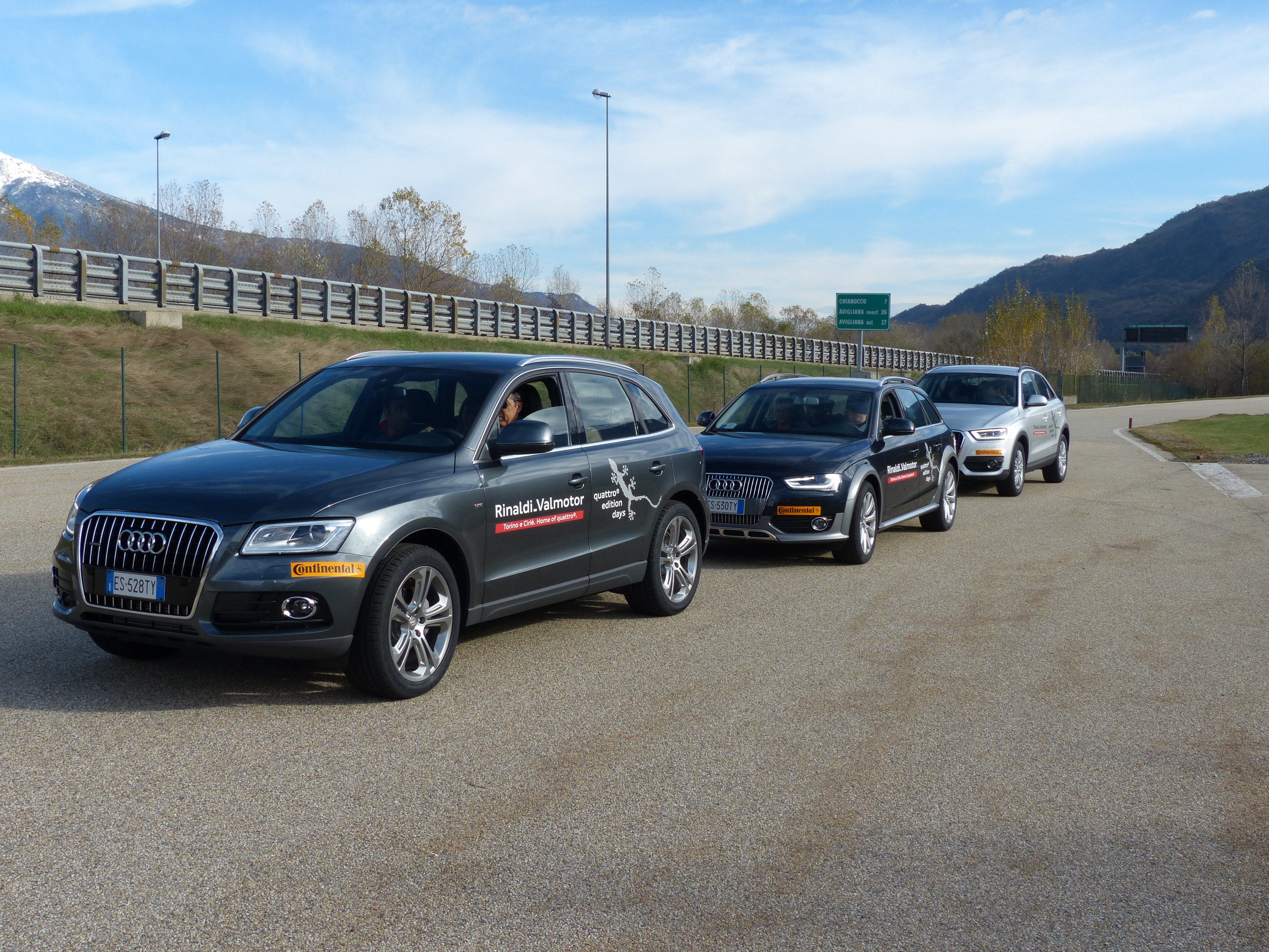 Le auto della terza prova: Audi Q5 2.0 TDI Quattro S-Tronic, un Q3 2.0 TDI Quattro S-Tronic ed una A4 allora 2.0 TDI Quattro S-Tronic.